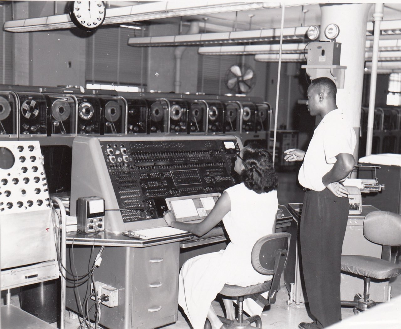 Technicians at a mainframe computer, 1960s